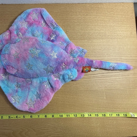 Adventure Planet Stingray Plush Pastel Silver Sparkle Stars 20" Stuffed Animal - Picture 7 of 9